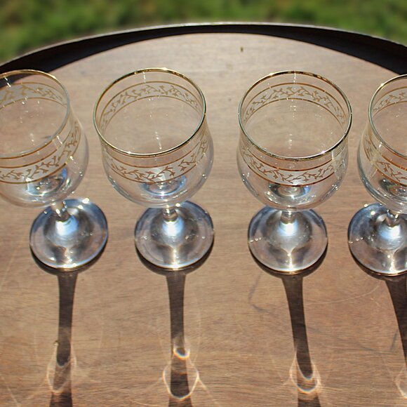 Vintage Victoria 24K Gold Goblets – Set of 4 – Holiday Barware – MCM – 8" – EUC - Picture 10 of 12